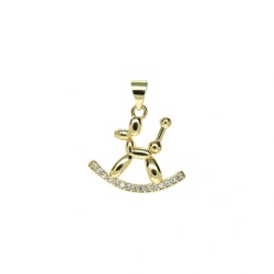 Approx 19.2x22.2mm Invisible Setting Cubic Zirconia Pendant Gold Plated Animal Puppy Charms Special Gift Jewelry For Women