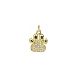 Approx 11.9x18mm Pendant Cubic Zirconia Gold Plated Invisible Setting Footprint Puppy Animal Charms For Women Special Gift