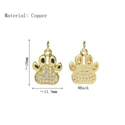 Approx 11.9x18mm Pendant Cubic Zirconia Gold Plated Invisible Setting Footprint Puppy Animal Charms For Women Special Gift