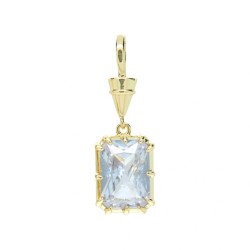  Square Geometric Rectangle Jewelry Gold Plated Copper Metal Cubic Zirconia Clear Cubic Zirconia Pendant