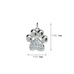 Approx 15.6x21.1mm Animal Footprint Puppy Silver Plated Cubic Zirconia Pendant Invisible Setting Charms For Women Jewelry