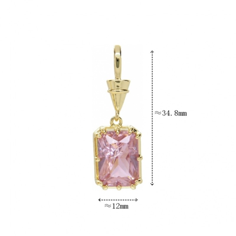  Square Geometric Rectangle Jewelry Gold Plated Copper Metal Cubic Zirconia Pendant