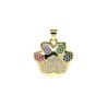Approx 19.5x23.4mm Cubic Zirconia Invisible Setting Gold Plated Puppy Footprint Animal Pendant Charms For Women Jewelry