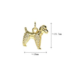 Approx 18x19.7mm Gold Plated Invisible Setting Puppy Animal Cubic Zirconia Pendant Charms Jewelry For Women Special Gift