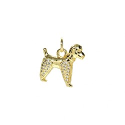 Approx 18x19.7mm Gold Plated Invisible Setting Puppy Animal Cubic Zirconia Pendant Charms Jewelry For Women Special Gift