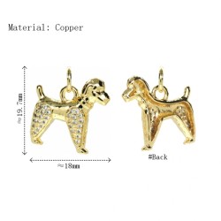 Approx 18x19.7mm Gold Plated Invisible Setting Puppy Animal Cubic Zirconia Pendant Charms Jewelry For Women Special Gift