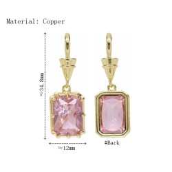  Square Geometric Rectangle Jewelry Gold Plated Copper Metal Cubic Zirconia Pendant