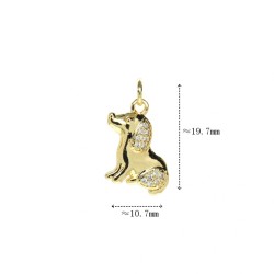 Approx 10.7x19.7mm Gold Plated Pendant Puppy Animal Cubic Zirconia Invisible Setting Charms Jewelry For Women Special Gift