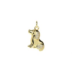 Approx 10.7x19.7mm Gold Plated Pendant Puppy Animal Cubic Zirconia Invisible Setting Charms Jewelry For Women Special Gift