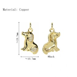 Approx 10.7x19.7mm Gold Plated Pendant Puppy Animal Cubic Zirconia Invisible Setting Charms Jewelry For Women Special Gift
