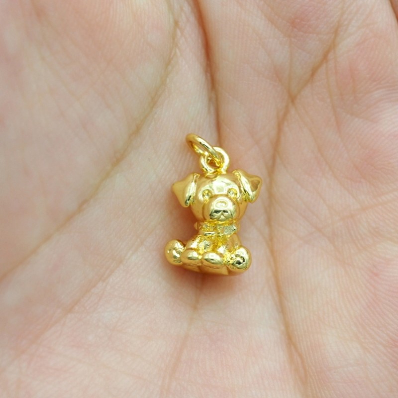 Approx 11.3x18.1mm Gold Plated Cubic Zirconia Invisible Setting Animal Puppy Pendant Charms For Women Special Gift Jewelry