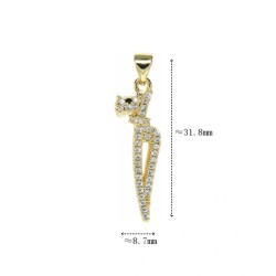 Approx 8.7x31.8mm Cubic Zirconia Gold Plated Invisible Setting Puppy Animal Pendant Special Gift For Women Jewelry