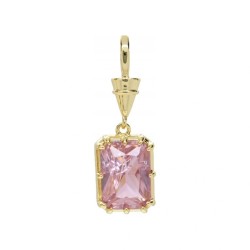  Square Geometric Rectangle Jewelry Gold Plated Copper Metal Cubic Zirconia Pendant