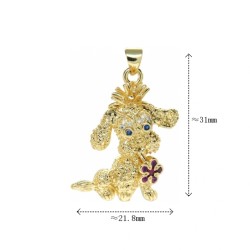 Approx 21.8x31mm Puppy Animal Invisible Setting Gold Plated Cubic Zirconia Pendant Special Gift For Women Jewelry