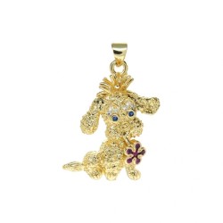 Approx 21.8x31mm Puppy Animal Invisible Setting Gold Plated Cubic Zirconia Pendant Special Gift For Women Jewelry