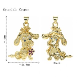 Approx 21.8x31mm Puppy Animal Invisible Setting Gold Plated Cubic Zirconia Pendant Special Gift For Women Jewelry