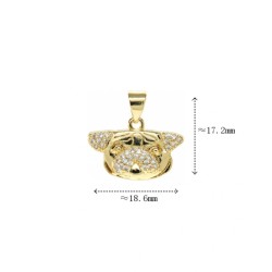 Approx 18.6x17.2mm Invisible Setting Animal Dog Head Pendant Gold Plated Cubic Zirconia Charms Jewelry For Women Special Gift