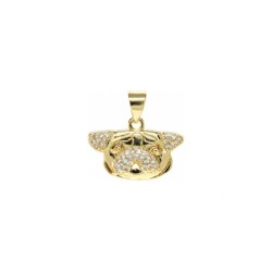 Approx 18.6x17.2mm Invisible Setting Animal Dog Head Pendant Gold Plated Cubic Zirconia Charms Jewelry For Women Special Gift