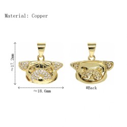 Approx 18.6x17.2mm Invisible Setting Animal Dog Head Pendant Gold Plated Cubic Zirconia Charms Jewelry For Women Special Gift