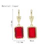  Square Geometric Rectangle Jewelry Gold Plated Red Copper Cubic Zirconia Metal Pendant
