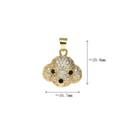 Approx 16.7x20.8mm Gold Plated Pendant Dog Head Animal Cubic Zirconia Invisible Setting Charms Jewelry For Women Special Gift