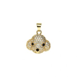 Approx 16.7x20.8mm Gold Plated Pendant Dog Head Animal Cubic Zirconia Invisible Setting Charms Jewelry For Women Special Gift