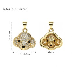 Approx 16.7x20.8mm Gold Plated Pendant Dog Head Animal Cubic Zirconia Invisible Setting Charms Jewelry For Women Special Gift