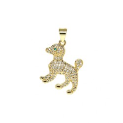 Approx 18.1x27.8mm Gold Plated Puppy Animal Cubic Zirconia Invisible Setting Pendant For Women Special Gift Jewelry