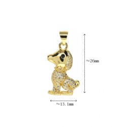 Approx 13.1x26mm Gold Plated Invisible Setting Puppy Animal Cubic Zirconia Pendant Jewelry Special Gift For Women