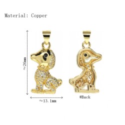 Approx 13.1x26mm Gold Plated Invisible Setting Puppy Animal Cubic Zirconia Pendant Jewelry Special Gift For Women