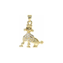 Approx 20.3x27.4mm Animal Puppy Cubic Zirconia Gold Plated Invisible Setting Pendant Jewelry Special Gift For Women