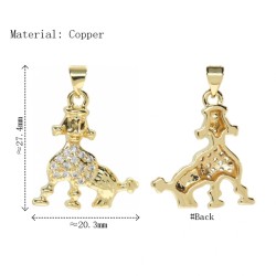 Approx 20.3x27.4mm Animal Puppy Cubic Zirconia Gold Plated Invisible Setting Pendant Jewelry Special Gift For Women
