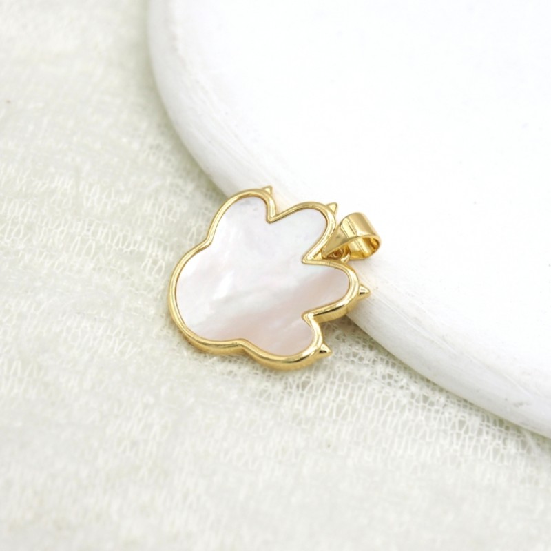 Approx 21.5x23.5mm Gold Plated Footprint Animal White Shell Pendant Charms For Women Special Gift Jewelry