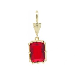  Square Geometric Rectangle Jewelry Gold Plated Red Copper Cubic Zirconia Metal Pendant