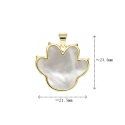 Approx 21.5x23.5mm Gold Plated Footprint Animal White Shell Pendant Charms For Women Special Gift Jewelry