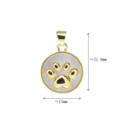 Approx 15x21.9mm Pendant Gold Plated Animal Puppy Round Footprint Coin Shape Charms Jewelry Special Gift For Women