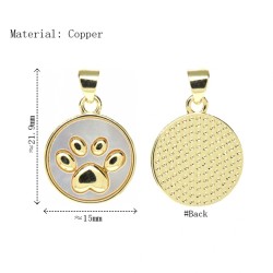 Approx 15x21.9mm Pendant Gold Plated Animal Puppy Round Footprint Coin Shape Charms Jewelry Special Gift For Women