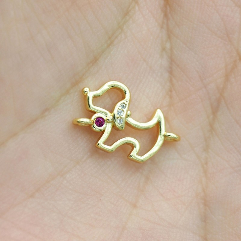 Approx 16.6x10.6mm Cubic Zirconia Invisible Setting Gold Plated Puppy Animal Connector For Women Jewelry Special Gift