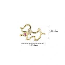 Approx 16.6x10.6mm Cubic Zirconia Invisible Setting Gold Plated Puppy Animal Connector For Women Jewelry Special Gift