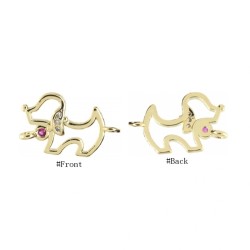 Approx 16.6x10.6mm Cubic Zirconia Invisible Setting Gold Plated Puppy Animal Connector For Women Jewelry Special Gift
