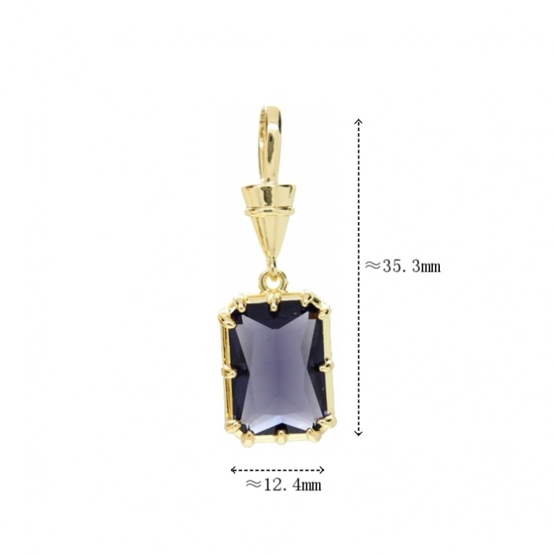  Square Geometric Rectangle Jewelry Gold Plated Copper Cubic Zirconia Metal Pendant