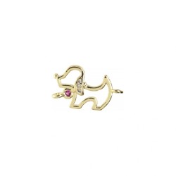 Approx 16.6x10.6mm Cubic Zirconia Invisible Setting Gold Plated Puppy Animal Connector For Women Jewelry Special Gift