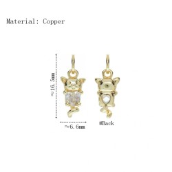 Approx 6.6x16.5mm Gold Plated Pendant Invisible Setting Cubic Zirconia Charms Jewelry For Women Special Gift