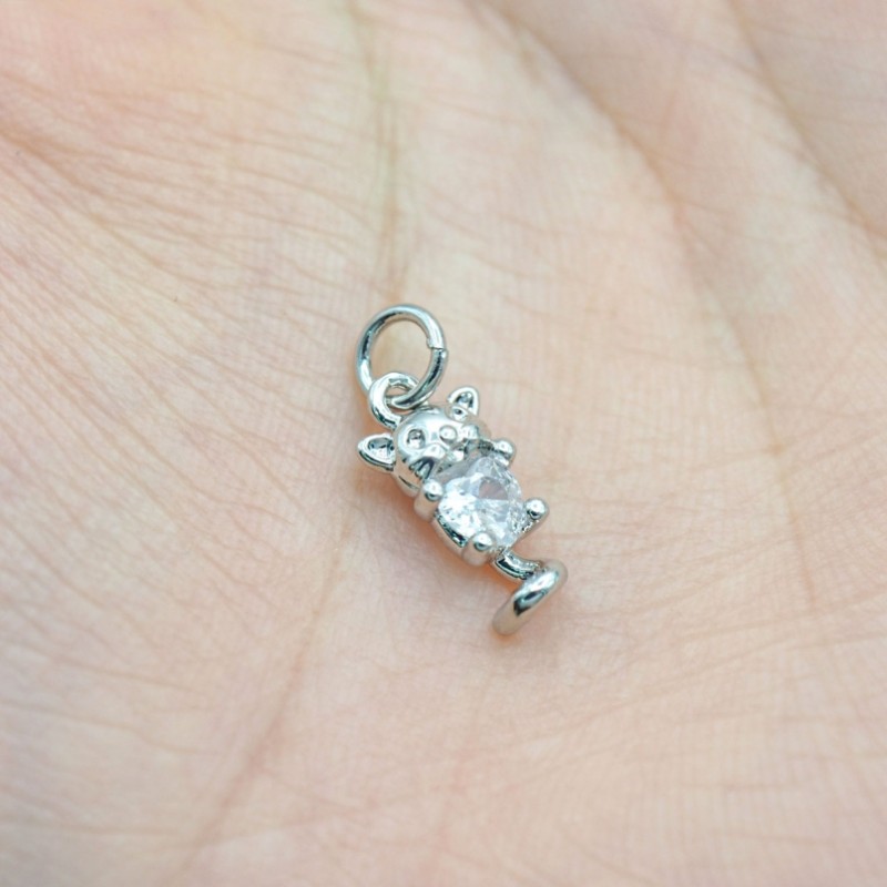 Approx 6.6x16.7mm Cubic Zirconia Pendant Silver Plated Invisible Setting Charms Jewelry For Women Special Gift