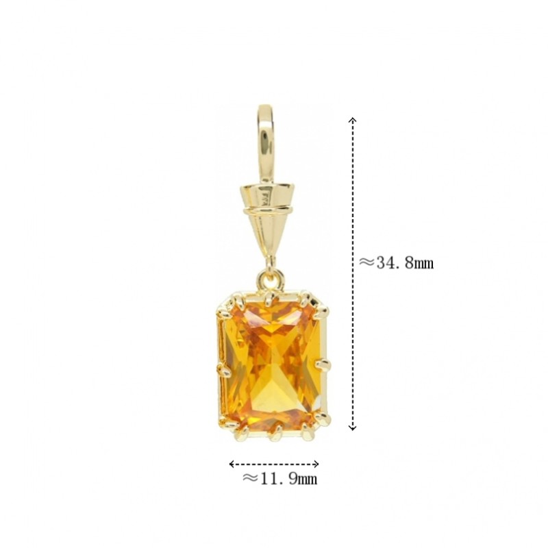  Square Geometric Rectangle Jewelry Gold Plated Copper Cubic Zirconia Metal Pendant