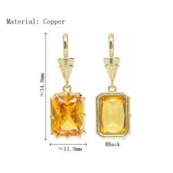  Square Geometric Rectangle Jewelry Gold Plated Copper Cubic Zirconia Metal Pendant