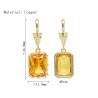  Square Geometric Rectangle Jewelry Gold Plated Copper Cubic Zirconia Metal Pendant