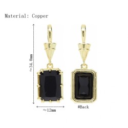  Square Geometric Rectangle Jewelry Gold Plated Black Copper Cubic Zirconia Metal Pendant