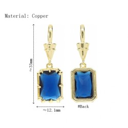  Square Geometric Rectangle Jewelry Gold Plated Blue Copper Cubic Zirconia Metal Pendant