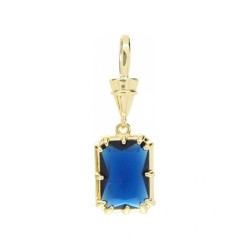  Square Geometric Rectangle Jewelry Gold Plated Blue Copper Cubic Zirconia Metal Pendant